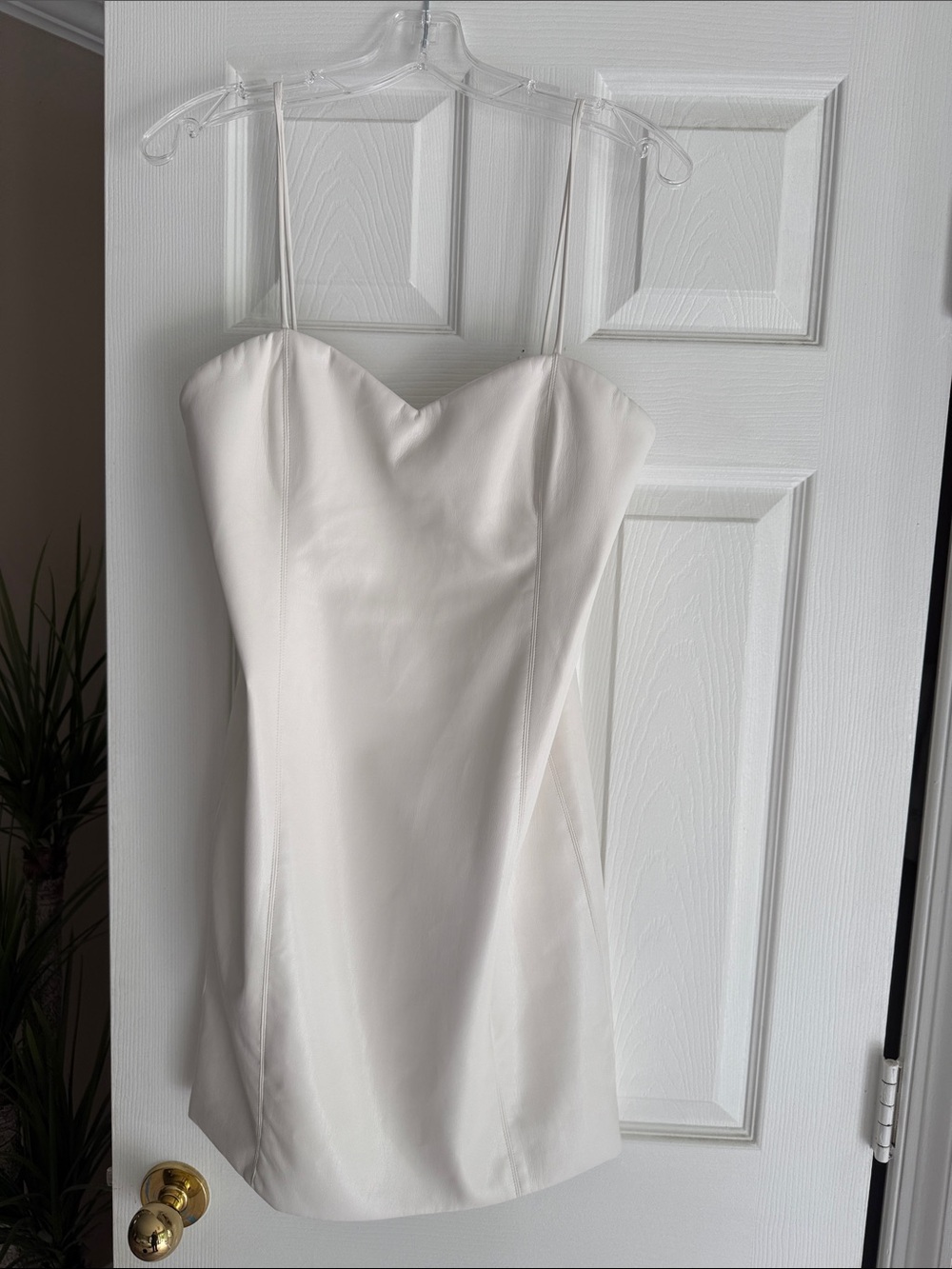 Alice + Olivia Ivory Strapless Mini Dress with Spaghetti Straps